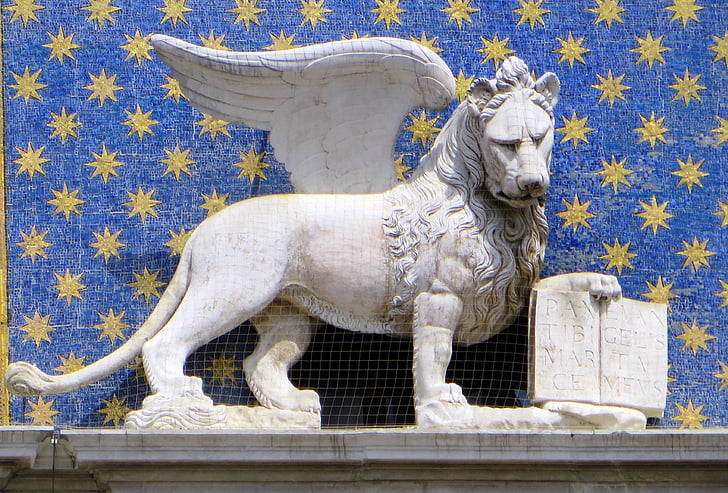 意大利, 威尼斯, saint-marc, 雕像, 狮子, 会徽