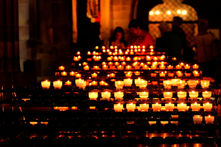 candele, luci, luce, Chiesa, atmosferica, Priorità bassa, spieglung