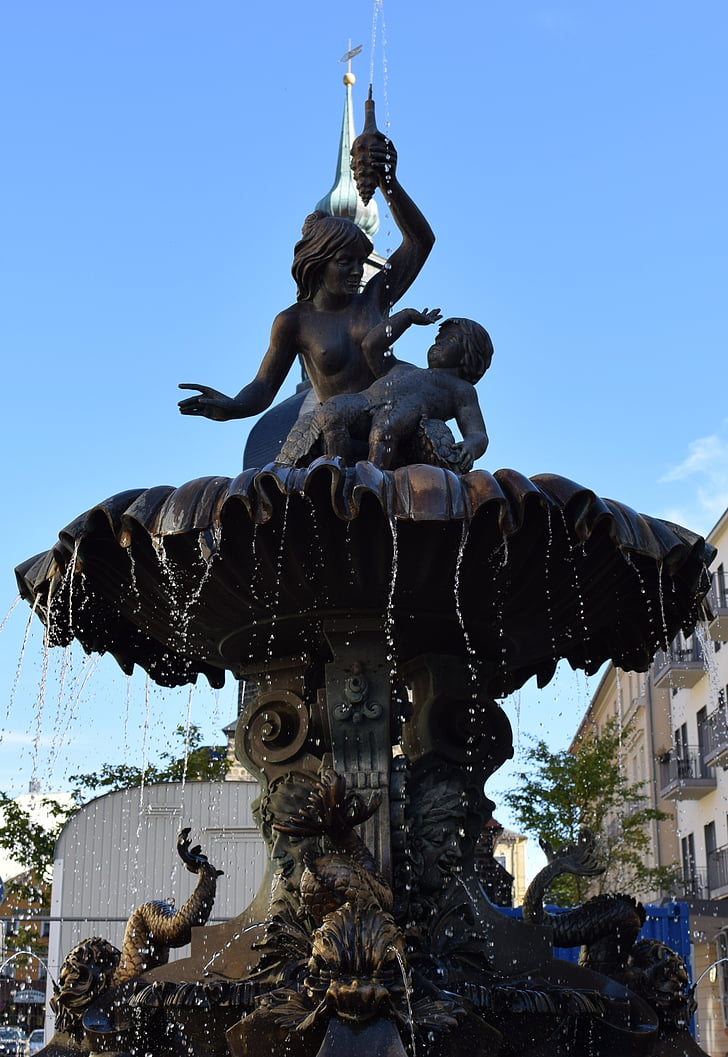 fontein, water, water functie, Bad schandau, sendigbrunnen, Fountain city, Art nouveau
