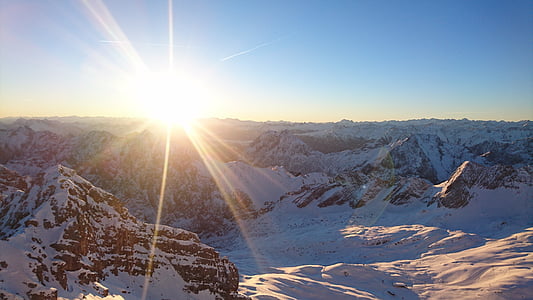 Sunce, izlazak sunca, Zugspitze, naut, zrake, nebo, priroda