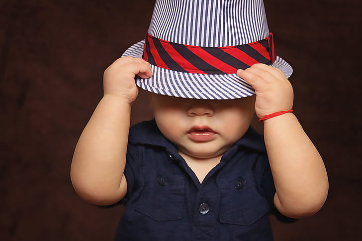 愛らしい, 赤ちゃん, 少年, 子, かわいい, ファッション, 帽子