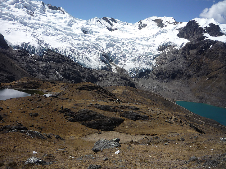 à pied, huaytapalla, Nevado, cours, Huaytapallana, Pérou, montagne