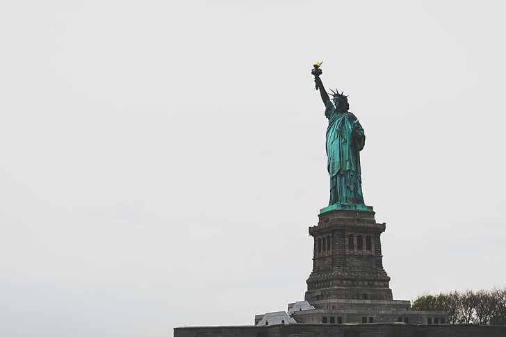 statuen, Liberty, himmelen, landemerke, Liberty monument, frihet, kvinnelige likhet
