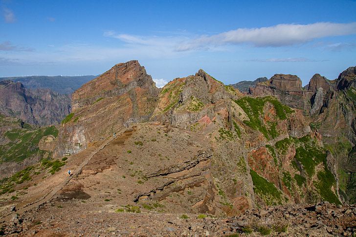 Madeira, sendero, Wanderer, tonos de marrón, paisaje, roca
