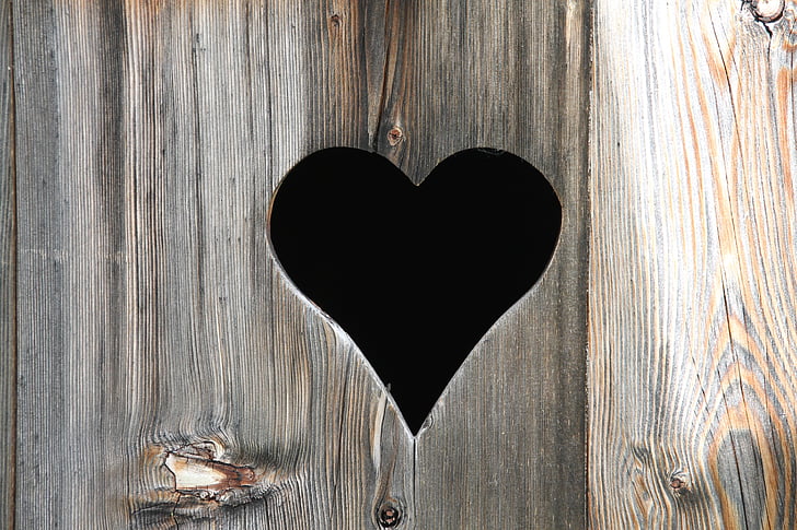 серце, зовні, значків дверей туалетів, дерев'яна двері, Кохання, дерев'яні серця, форми серця