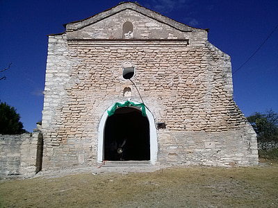 kostel, tráva, pokoj, lidé, Oaxaca, staré, historické