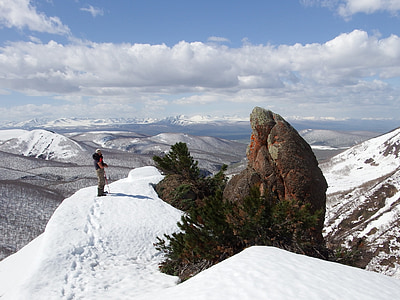 mountains, ridge, height, open space, rocks, plateau, winter