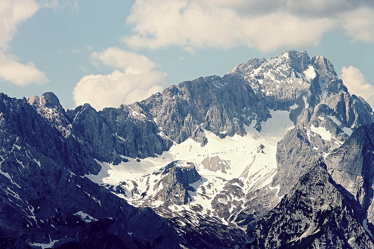 Zugspitze, alpesi, Garmisch partenkirchen, táj, csúcstalálkozó, hegyek, nézet