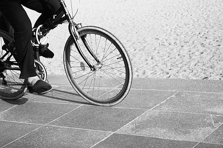bicicleta, blanc i negre, sorra, paisatge, memòria