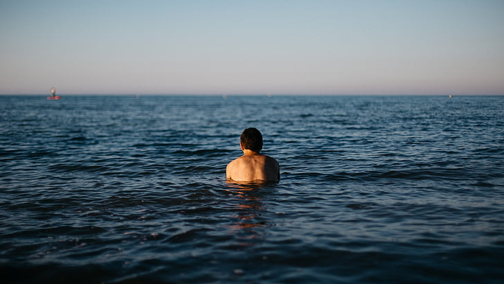 persona, cos, l'aigua, dia, temps, Mar, oceà