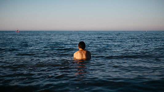 osoba, ciało, wody, dzień, czas, morze, Ocean