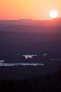 Luchtfoto, foto, silhouet, Bergen, lichaam, water, zonsondergang