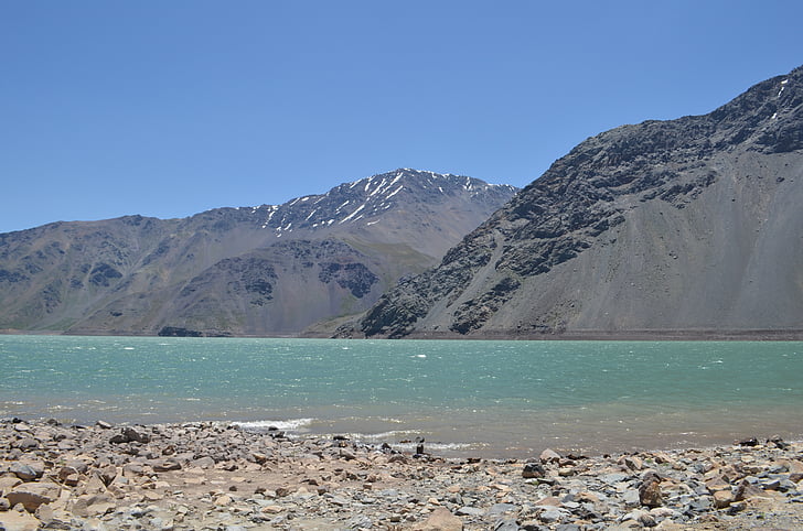 táj, hegyi, Mountain river, tó, hegyi táj, Mendoza, természet