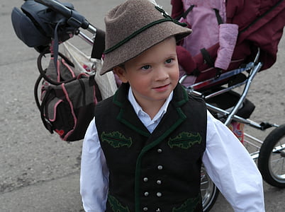 costume, boy, bavarian, child, face, portrait, small child
