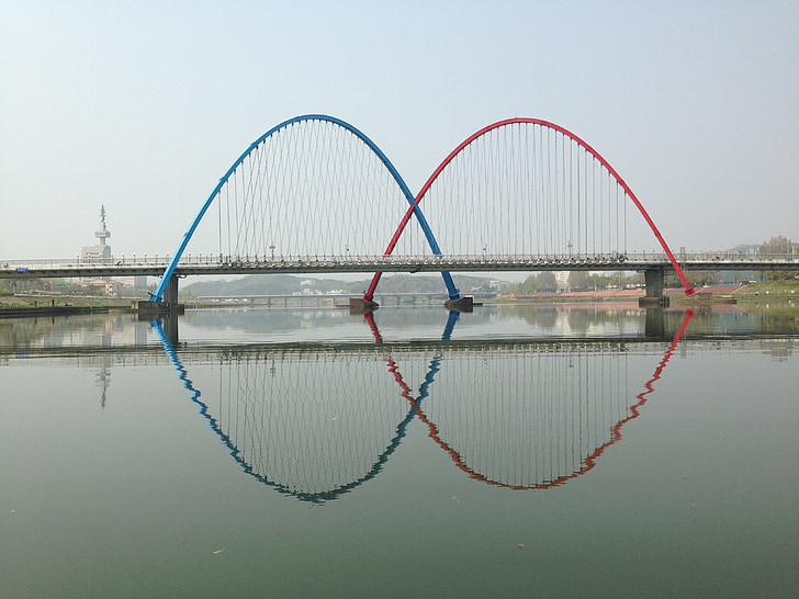 tiltas, upės, 대전, Daejeon, Pietų Korėja