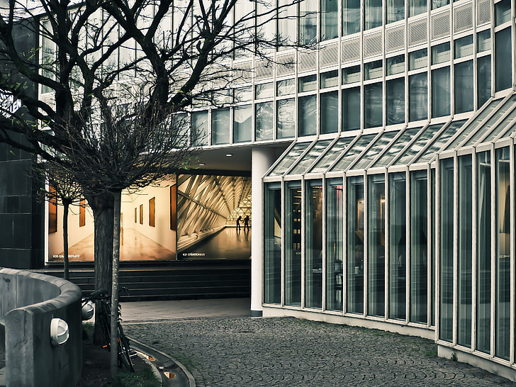 Museum, bygning, arkitektur, facade, Museum for kunst, glasfacade, Düsseldorf