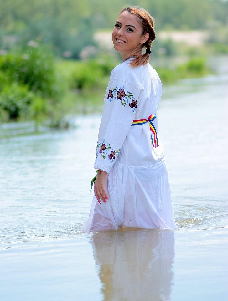 Дівчина, селянка, традиція, води, костюм, dragaica, румунська