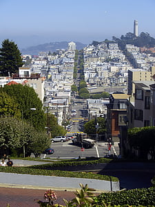 Сан-Франциско, город, Калифорния, криво дорога, достопримечательность, пейзажи