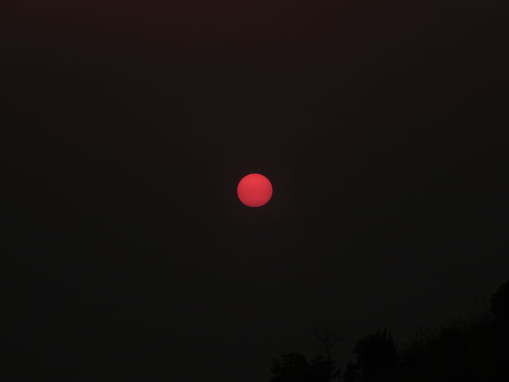 Orange, matahari, matahari terbenam, langit, India, Tripura, malam