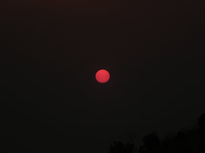 naranja, sol, puesta de sol, cielo, India, Tripura, noche