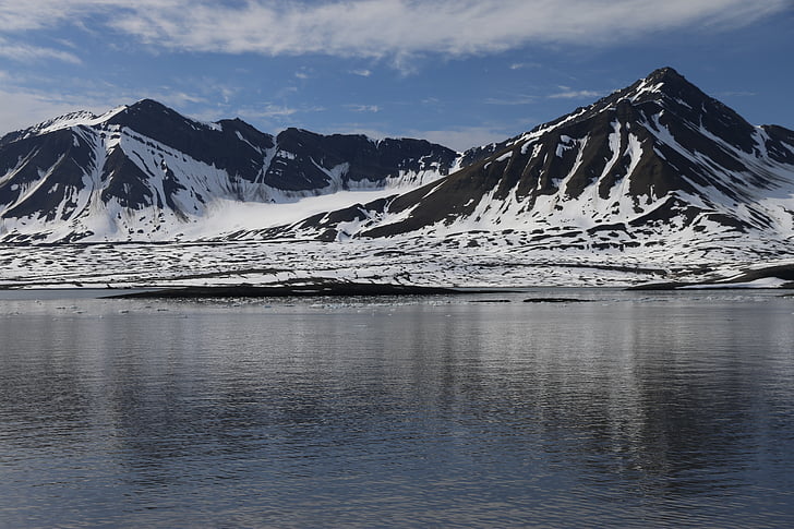 Svalbard, krajobraz, Arktyka, Spitsbergen, Lodowiec, góry, Natura