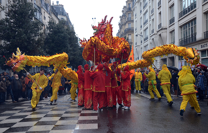 Paris, Frankrike, kinesiska nyåret, personer, Celebration, festlig, Festival