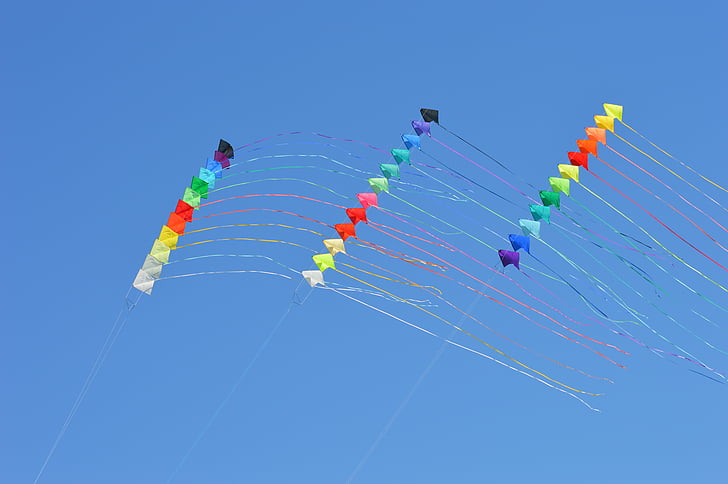 kite, vind, farge