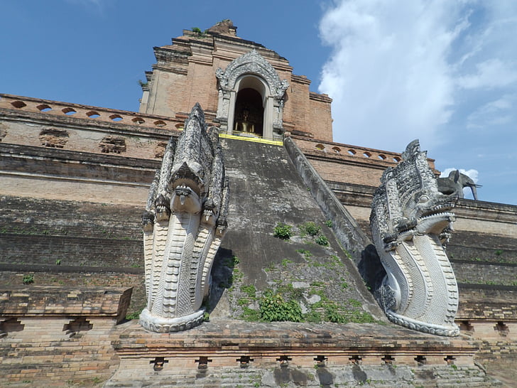 medida, Chiang mai Tailândia, pagode, Wat chedi luang