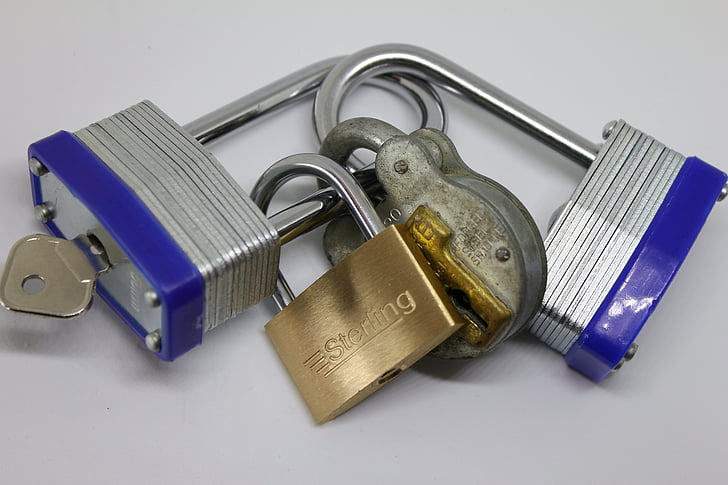 катинар, ключ, защитено, метал, заключване, стомана, защита