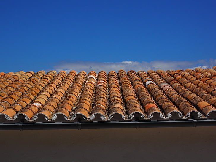 telhado, para telhados, telhado liso, vermelho, telhado de casa, telha, Mediterrâneo