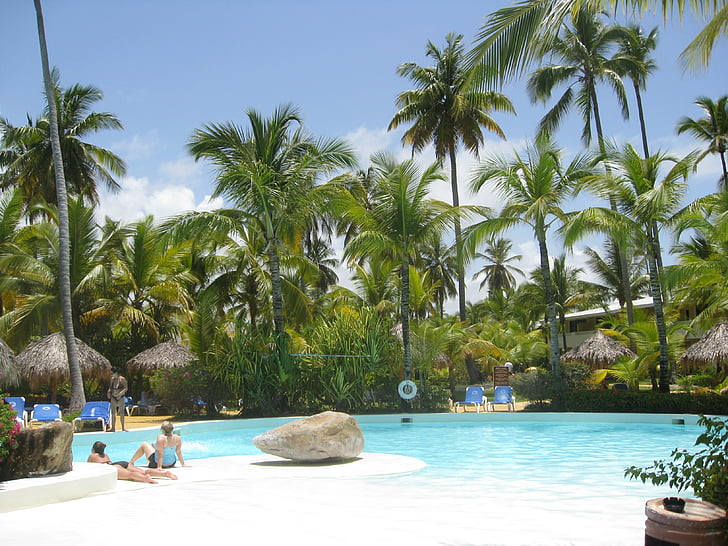 Punta cana, Dominikanska republiken, resor, sommar, Tropical, vid poolen, turism