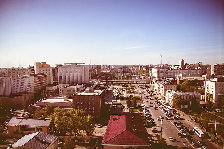 Omsk, staden, västra Sibirien, Ryssland, Road, arkitektur, transport