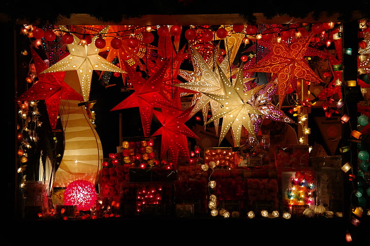 mercat de Nadal, estand, parada de venda, mercat, lloc de, il·luminació, Bude