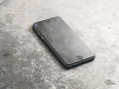 espai, gris, iPhone, formigó, superfície, mòbil, smartphone