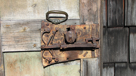 Castello, porta, legno, metallo, Blacksmithing, legno - materiale, vecchio