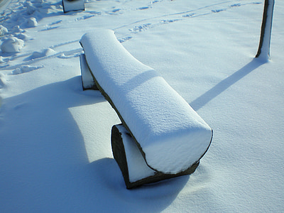 банка, пейка, зимни, сняг, студено, седя, седалка
