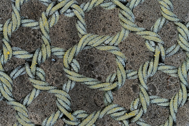 rope, old, dew, knot, close