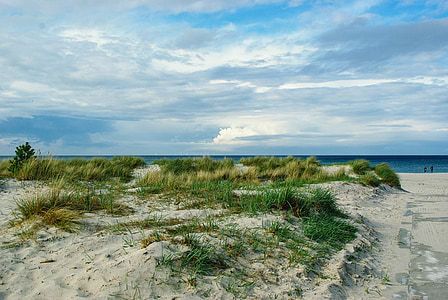 Mar Báltico, Costa, Darß, Playa, Duna, nubosidad, Prerow