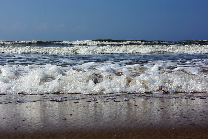 wave, sea, water, beach, spray, sand, wet