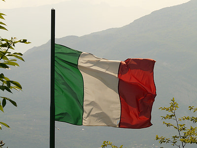 lippu, Italia, isku, säröt, vihreä, valkoinen, punainen