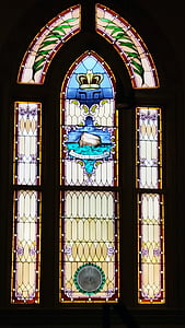 jueu, Temple, finestra, vidre, vitralls, blau, Noè