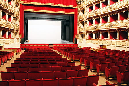 Teatro, kino, Milan, interjera dizains, klubkrēsliem, Rādīt