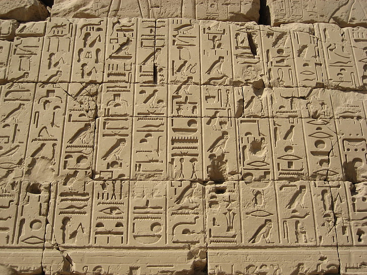 hieroglyfer, Egypten, Luxor, Inskription, Farao, Luxor - Thebe, templen i Karnak