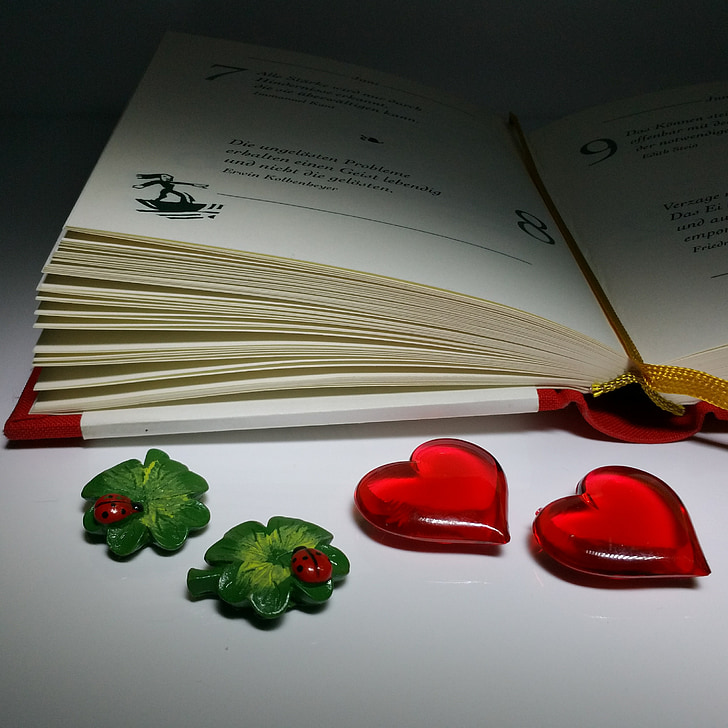 livre, chance, amour, coeur