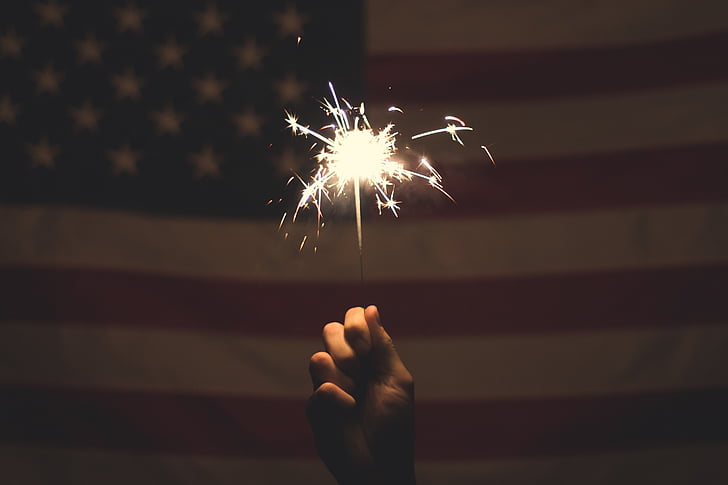 Feuerwerkskörper, amerikanische Flagge, Juli, vierte, 4., Unabhängigkeit, USA