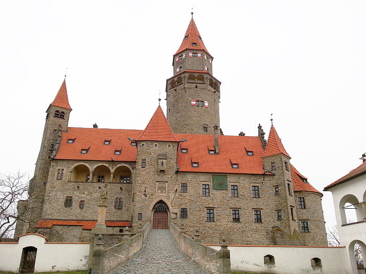 Château, Bouzov, vue extérieure, histoire, bâtiment extérieur, architecture, tour