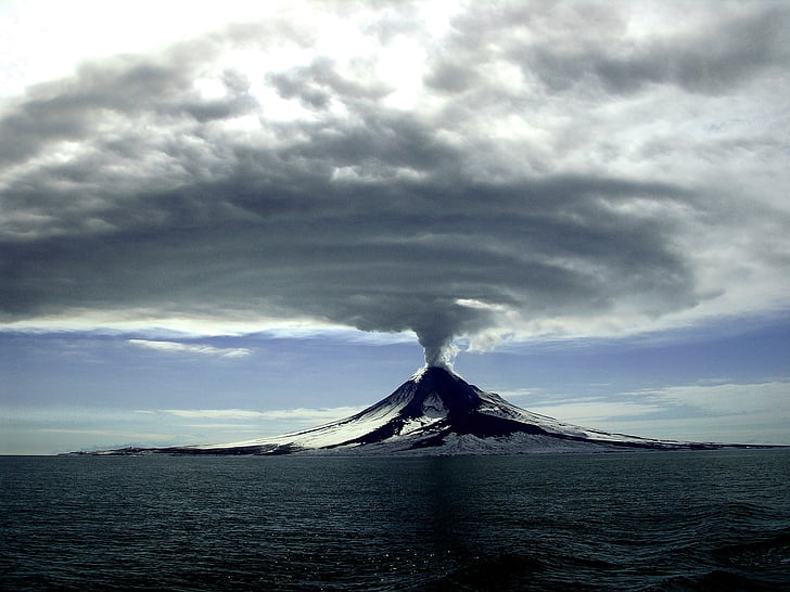 Volcán en erupción, paisaje, Scenic, humo, vapor, montaña, residuos piroclásticos