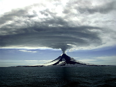 vulkaan uitbarsting, landschap, schilderachtige, rook, stoom, berg, pyroclastische puin