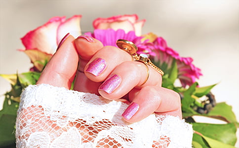 Rosas, rosa, esmalte de uñas, belleza, manicura, uñas, flor