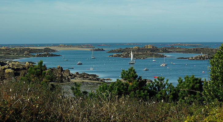 normandy, chausey islands, port, boats